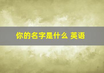 你的名字是什么 英语